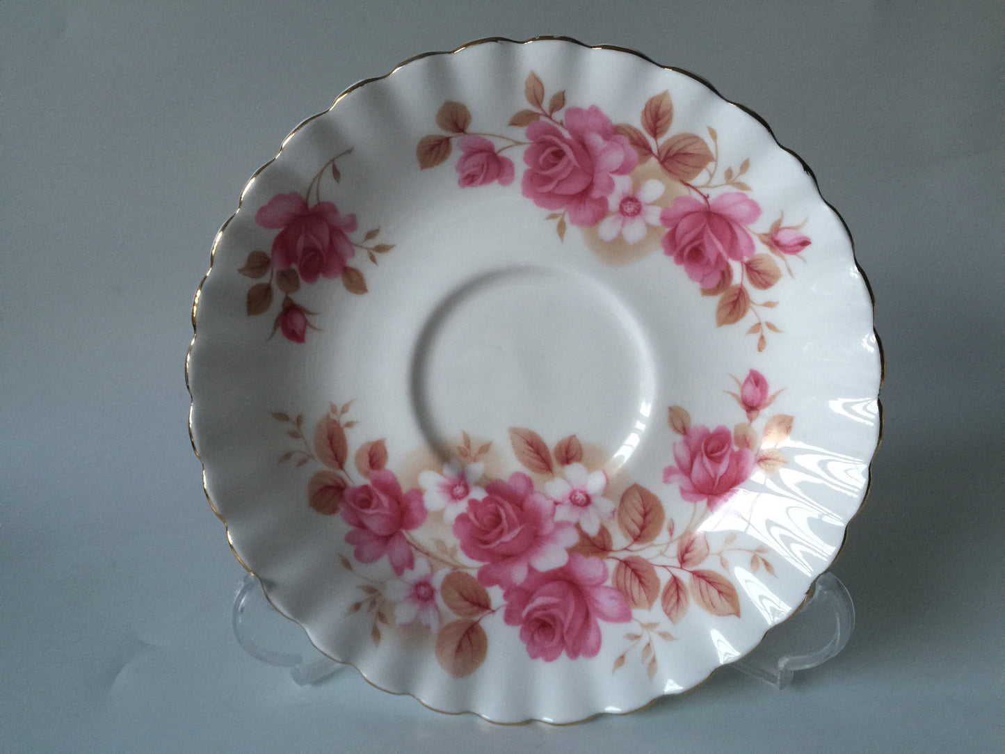 Porcelain - Royal Albert Pink Roses Teacup and Saucer