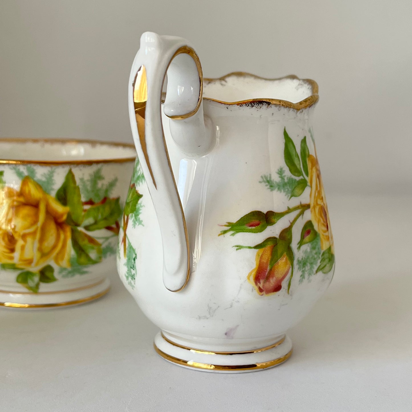 Porcelain - Royal Albert Tea Rose Creamer & Sugar Bowl Tray  Set 3 pcs