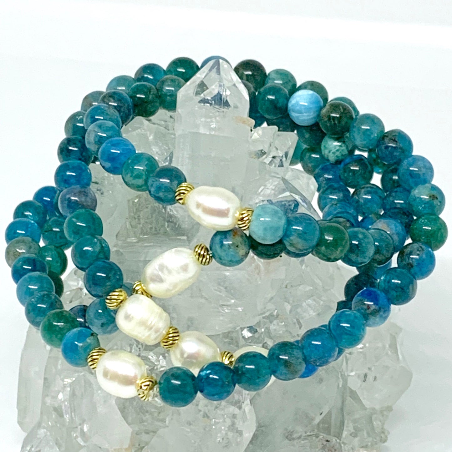 AuraFosa 108 Mala Beads - Apatite Pearl