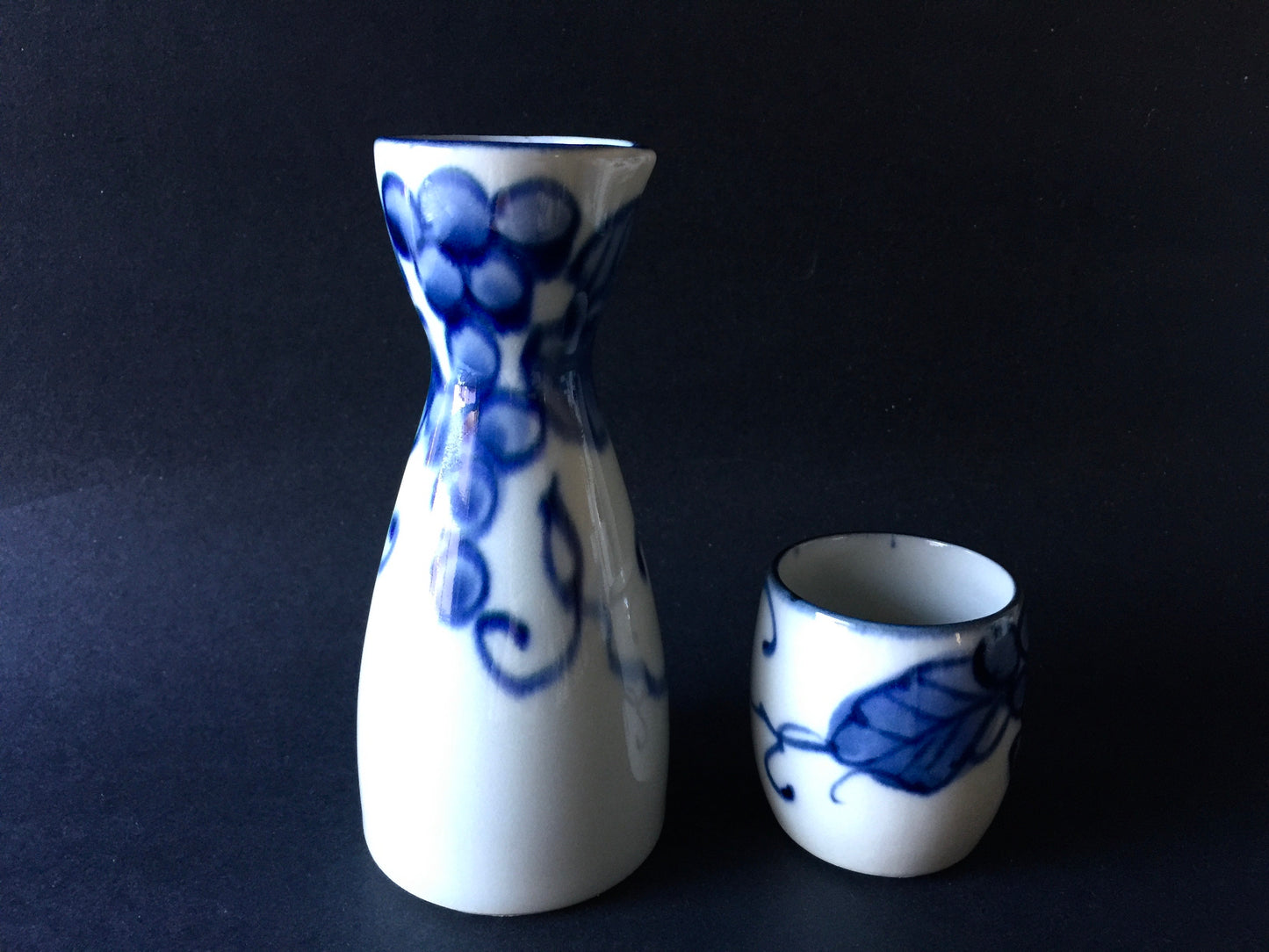 Japan Handpainted Blue & White Sake Set