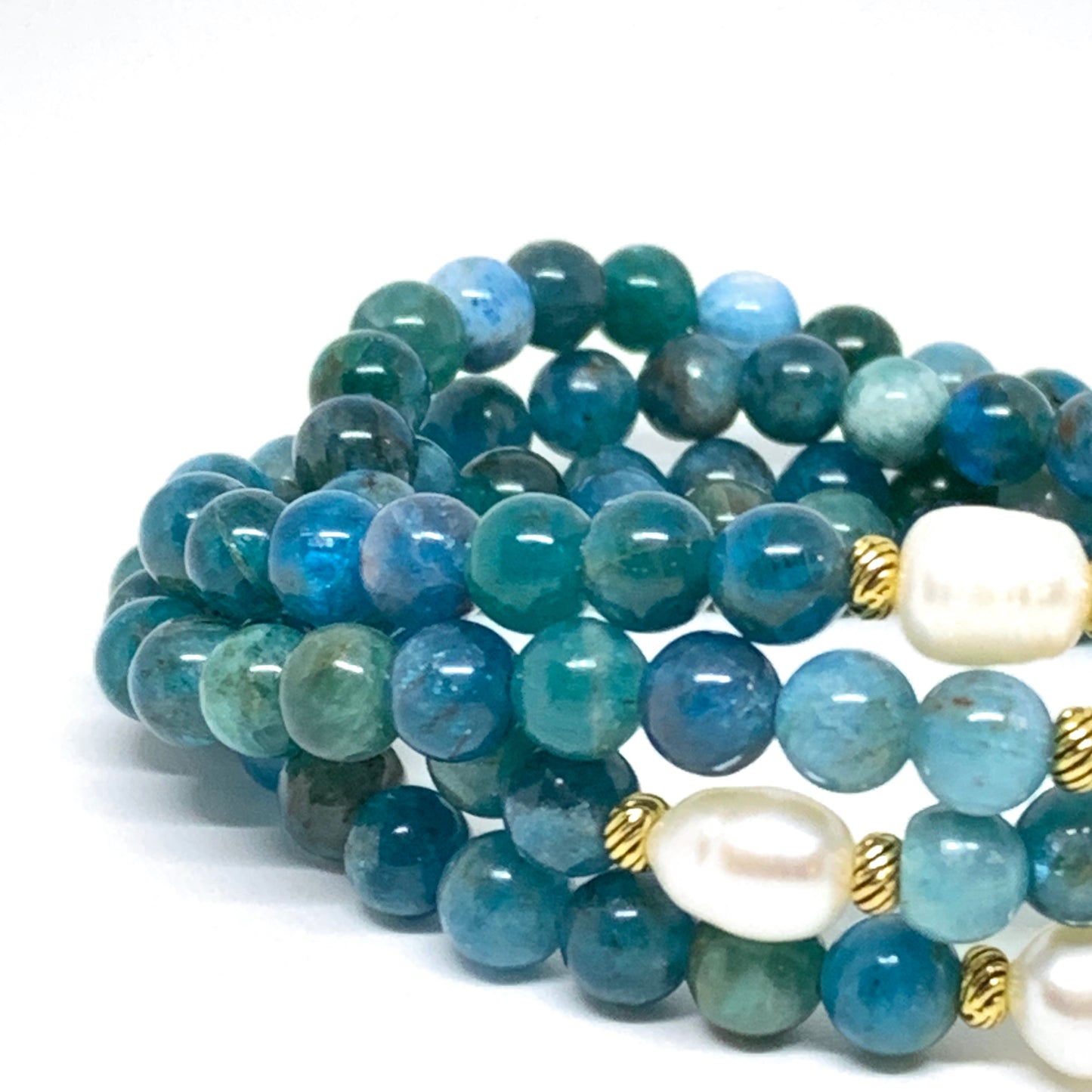 AuraFosa 108 Mala Beads - Apatite Pearl