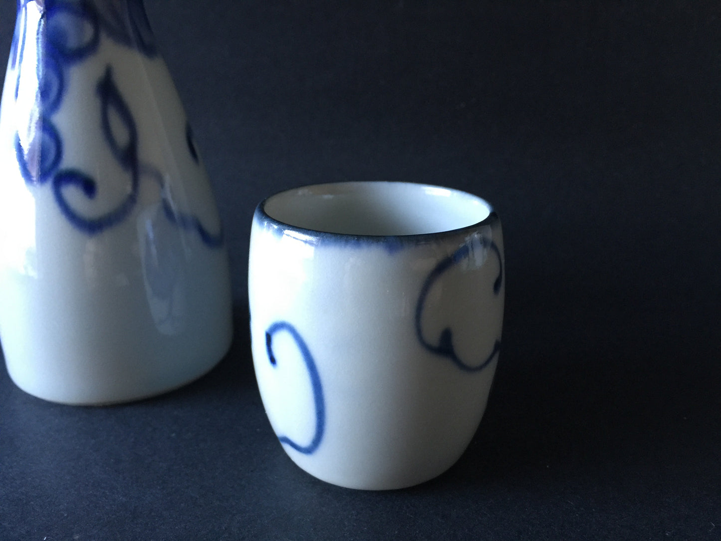 Japan Handpainted Blue & White Sake Set