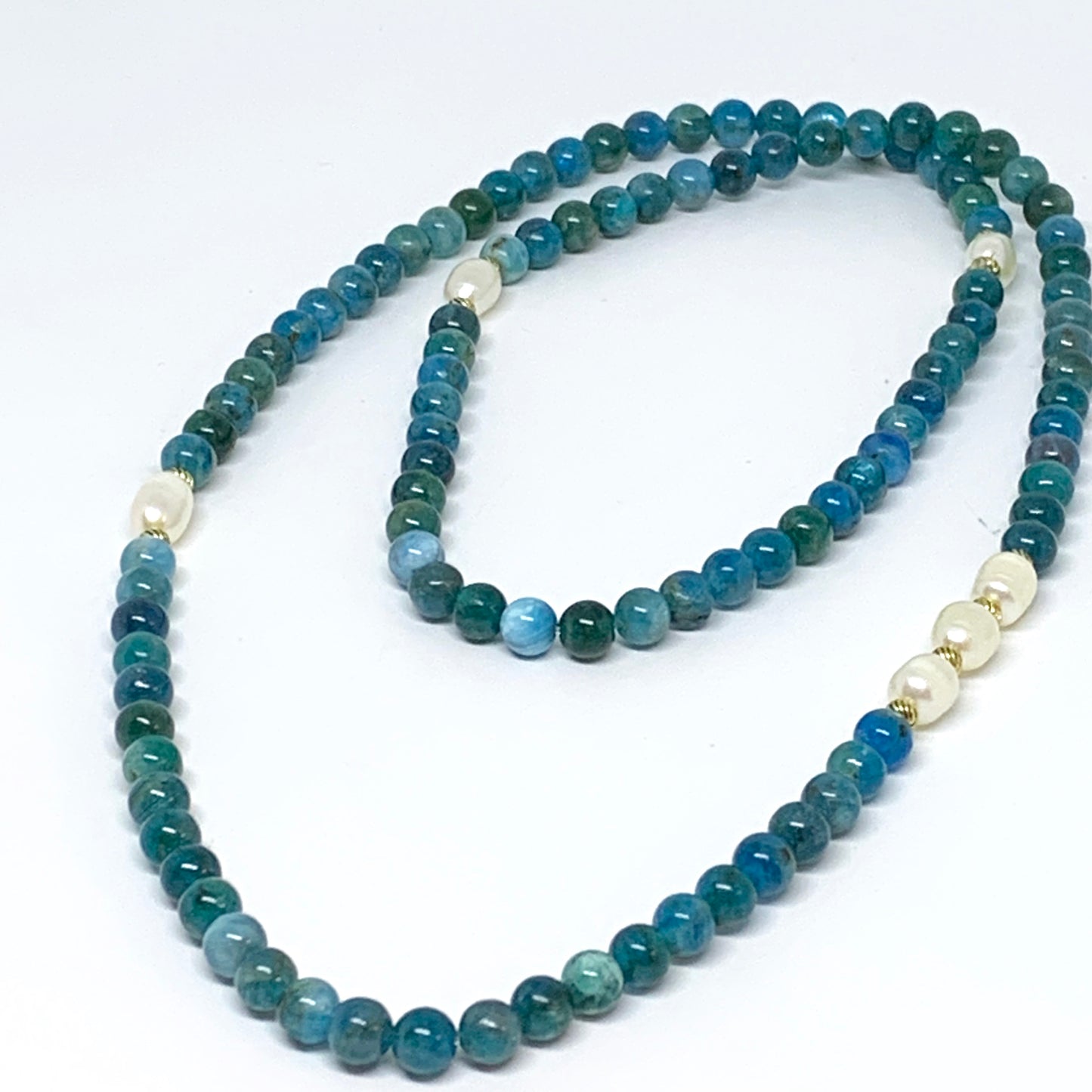 AuraFosa 108 Mala Beads - Apatite Pearl