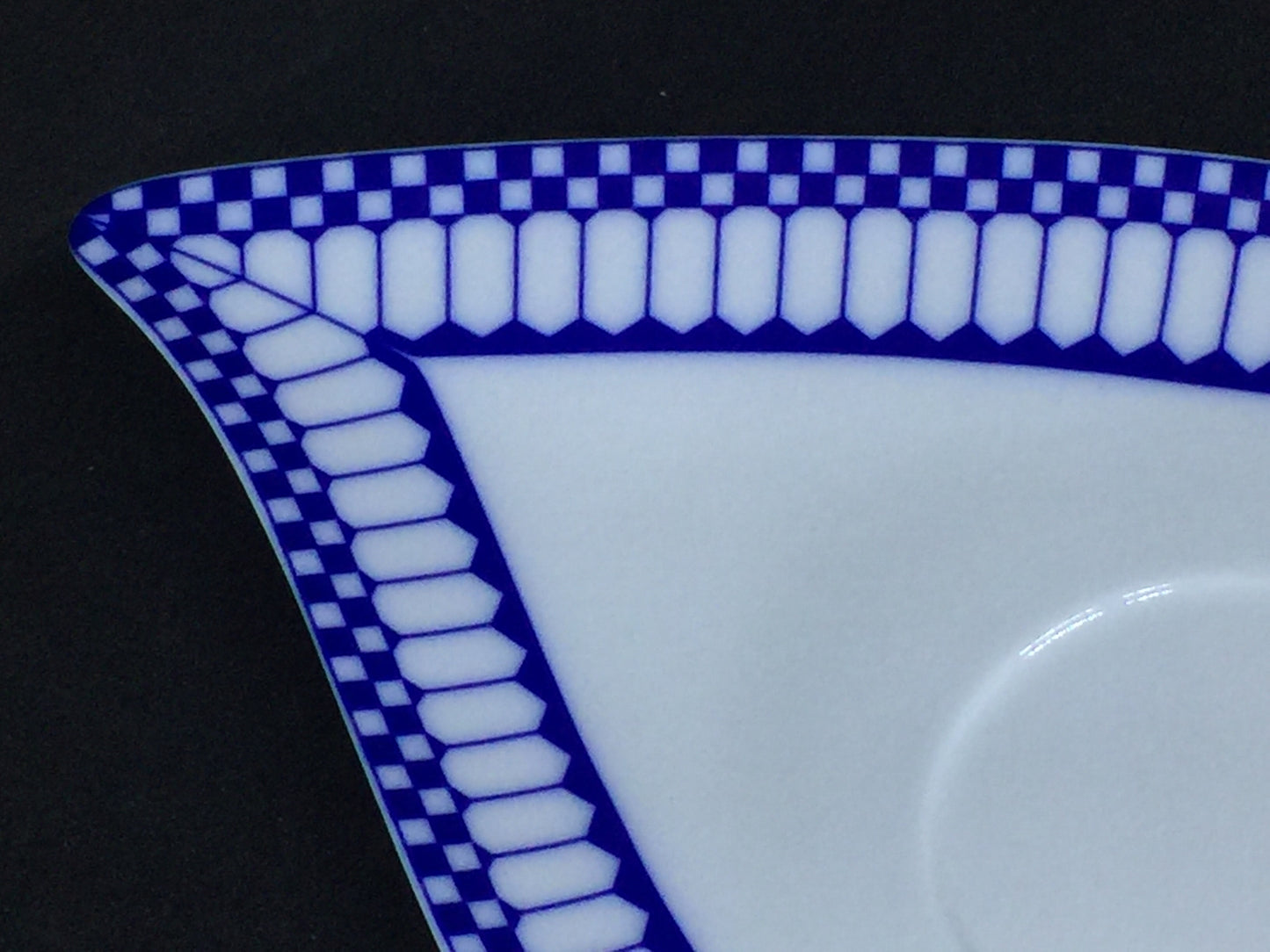 Porcelain - Konigl.pr.Tettau Alt Friesland Jade Blue White Teacup Leaf Shape Saucer