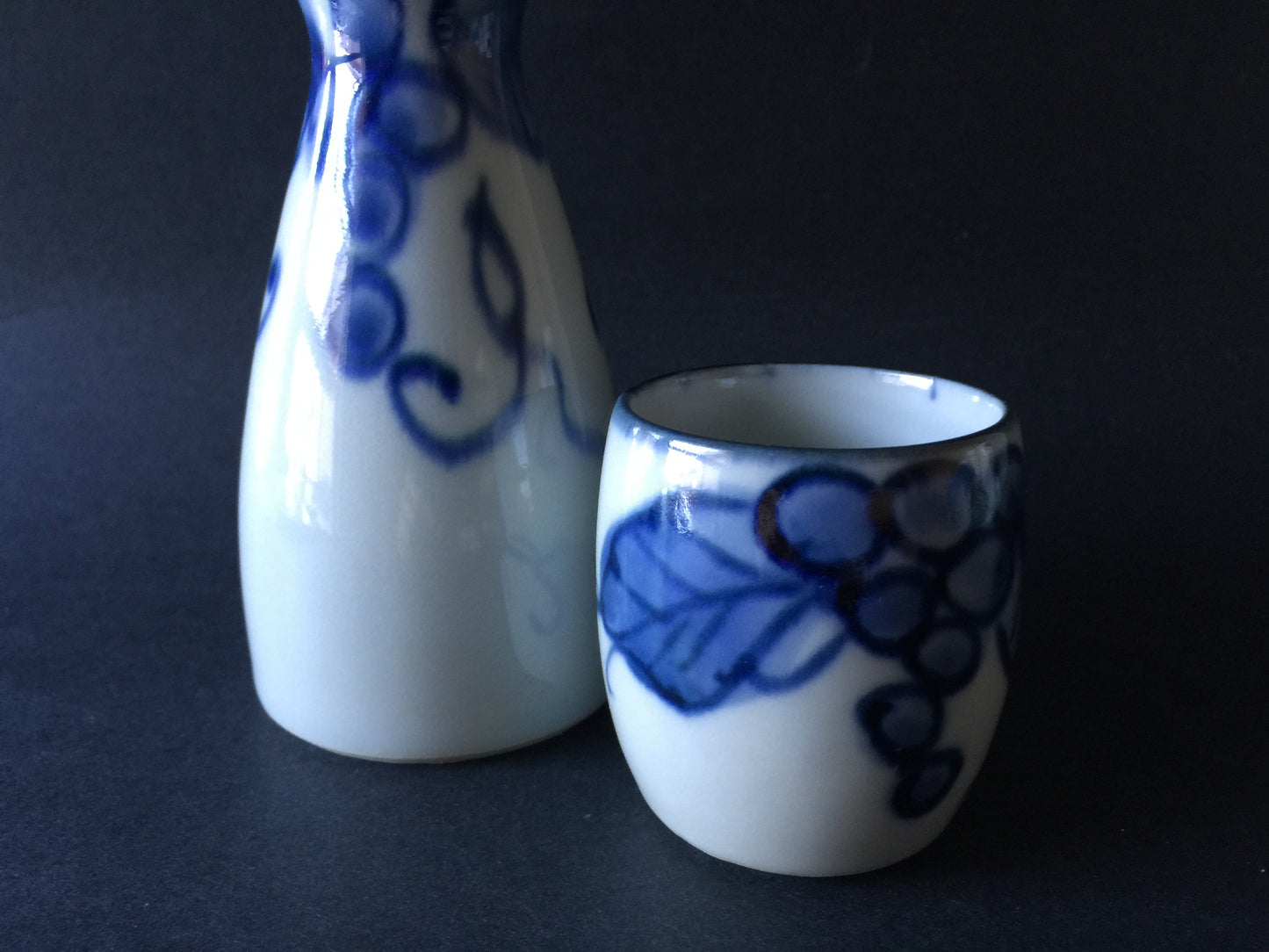 Japan Handpainted Blue & White Sake Set