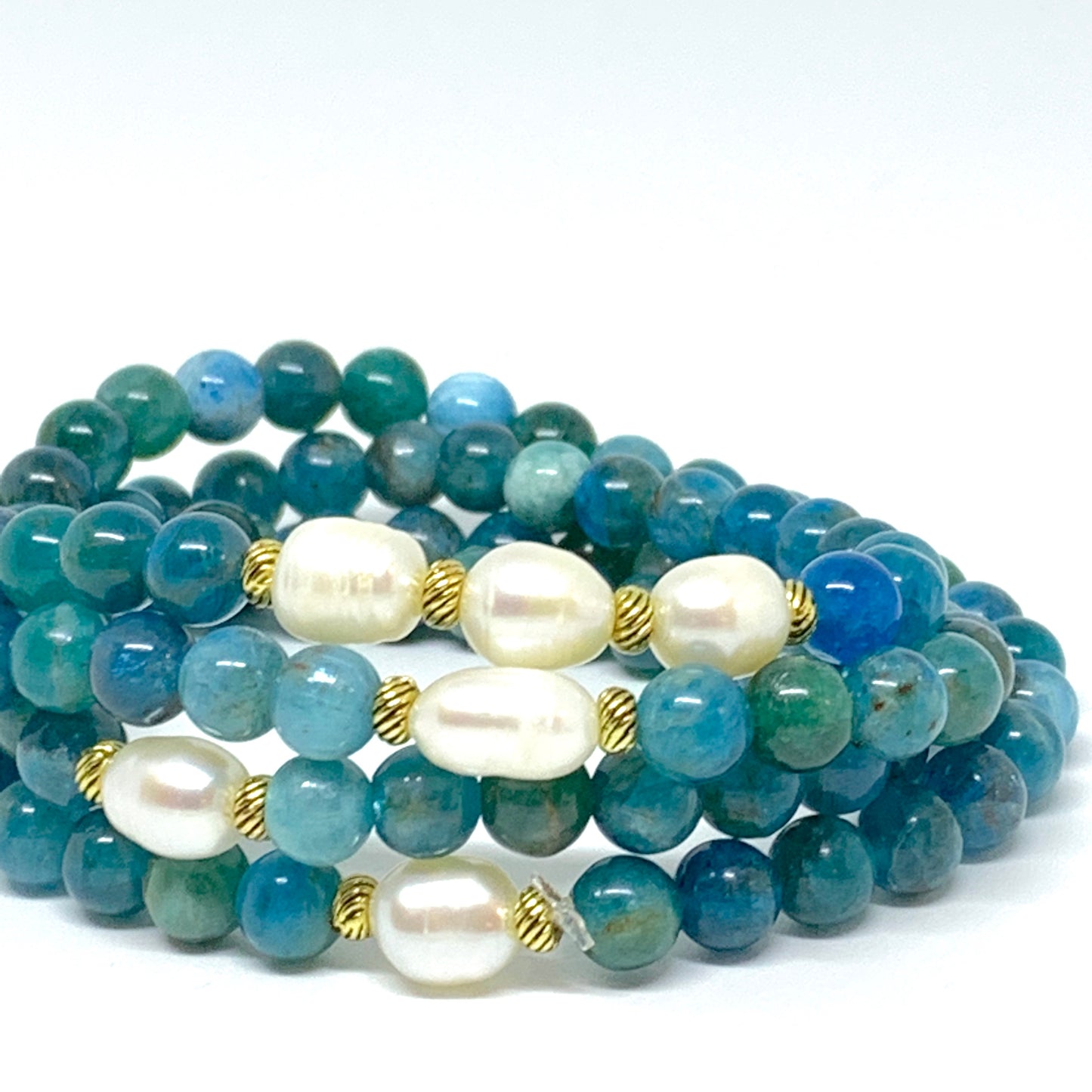 AuraFosa 108 Mala Beads - Apatite Pearl