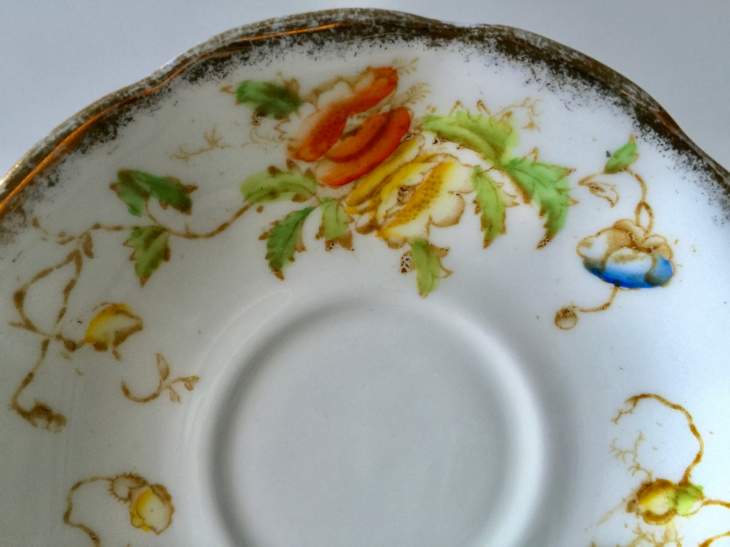 Porcelain - Royal Albert #2583 Pink Yellow Roses Teacup Saucer 1940s