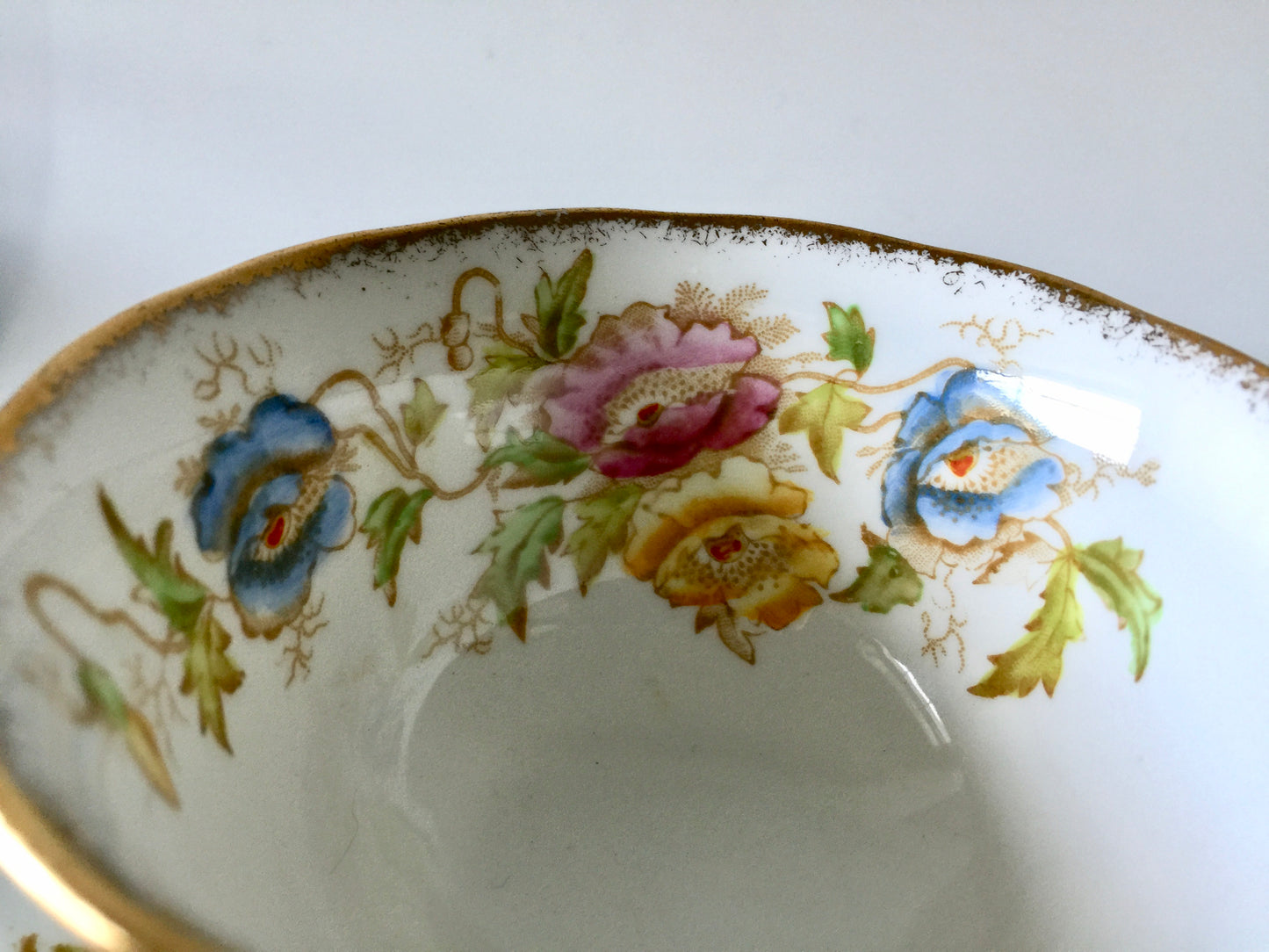 Porcelain - Royal Albert #2583 Pink Yellow Roses Teacup Saucer 1940s