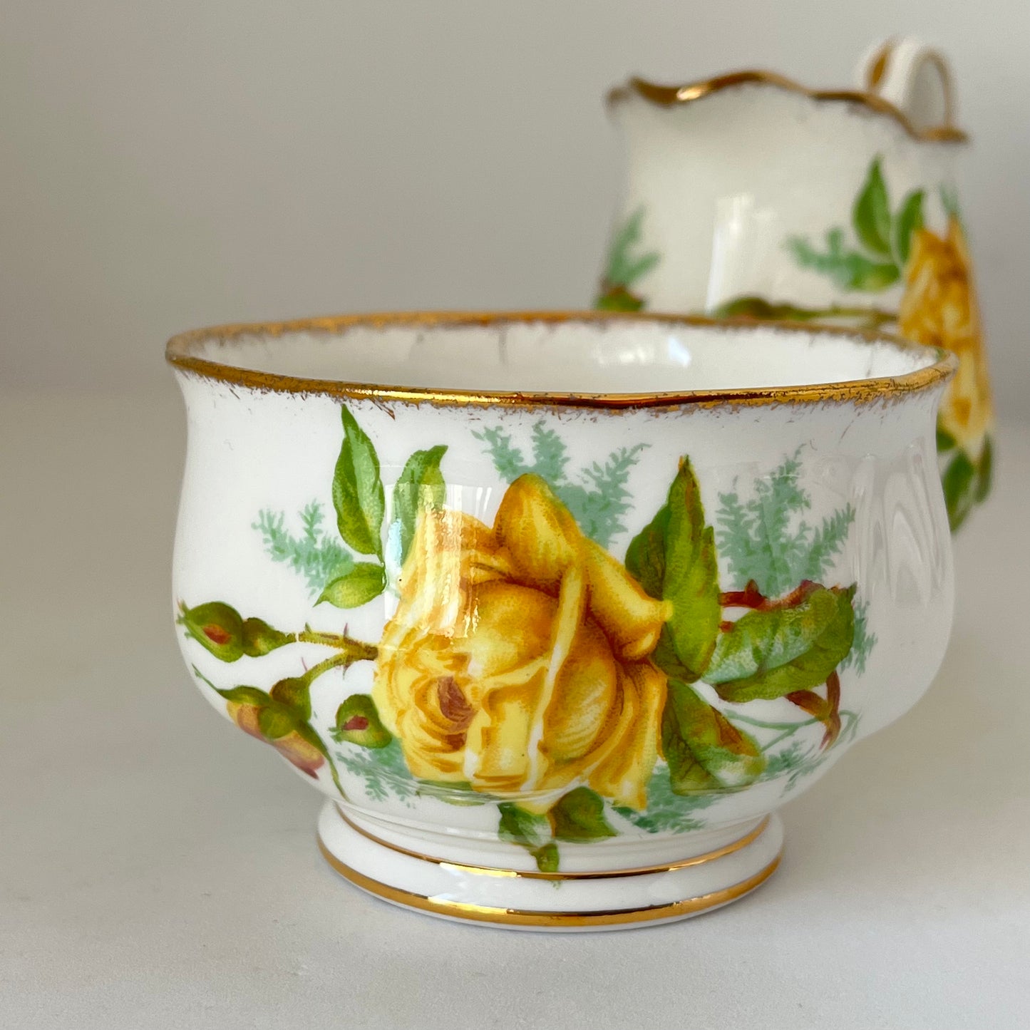 Porcelain - Royal Albert Tea Rose Creamer & Sugar Bowl Tray  Set 3 pcs