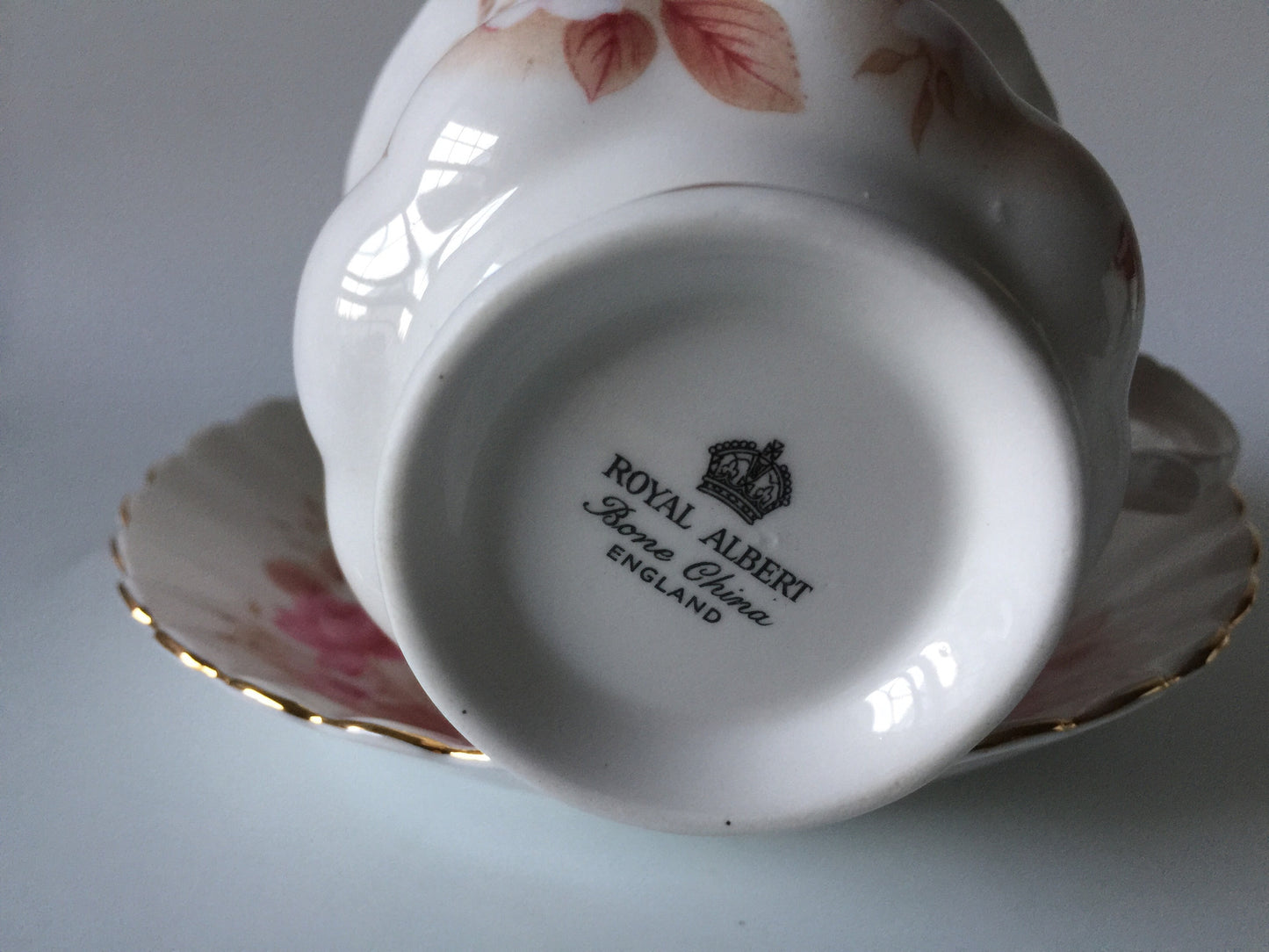 Porcelain - Royal Albert Pink Roses Teacup and Saucer