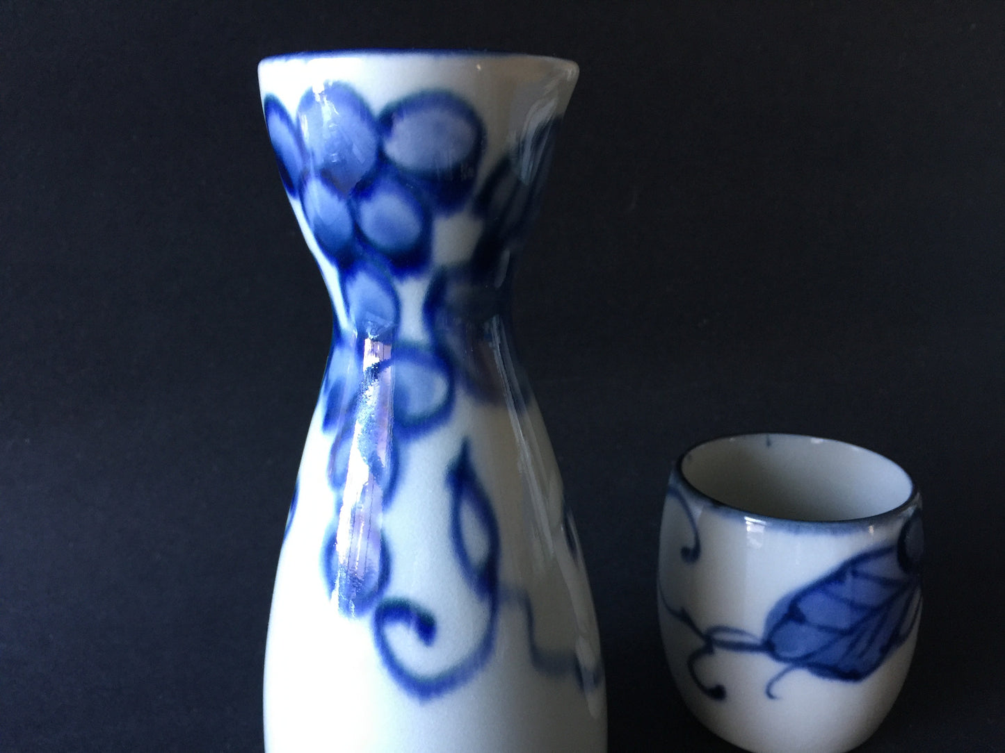 Japan Handpainted Blue & White Sake Set