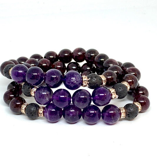 AuraFosa Higher Self Amethyst Garnet Aromatherapy Bracelet