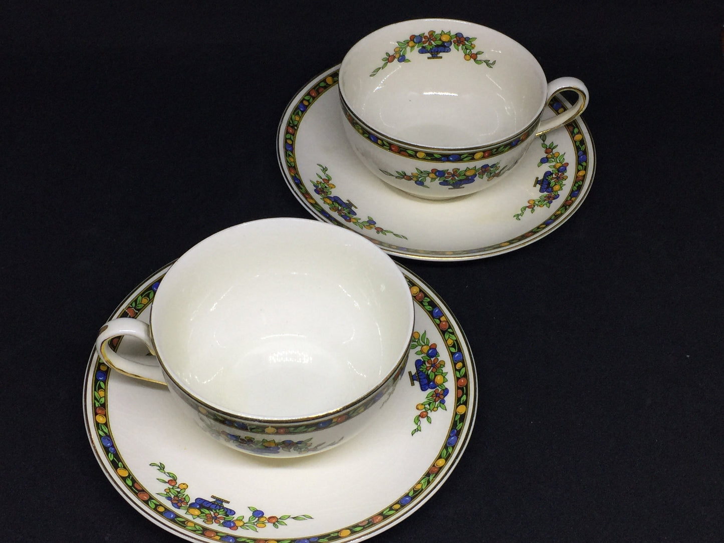 Antique 1030s Johnson Bros Pareek Cups and Saucers 2 Sets