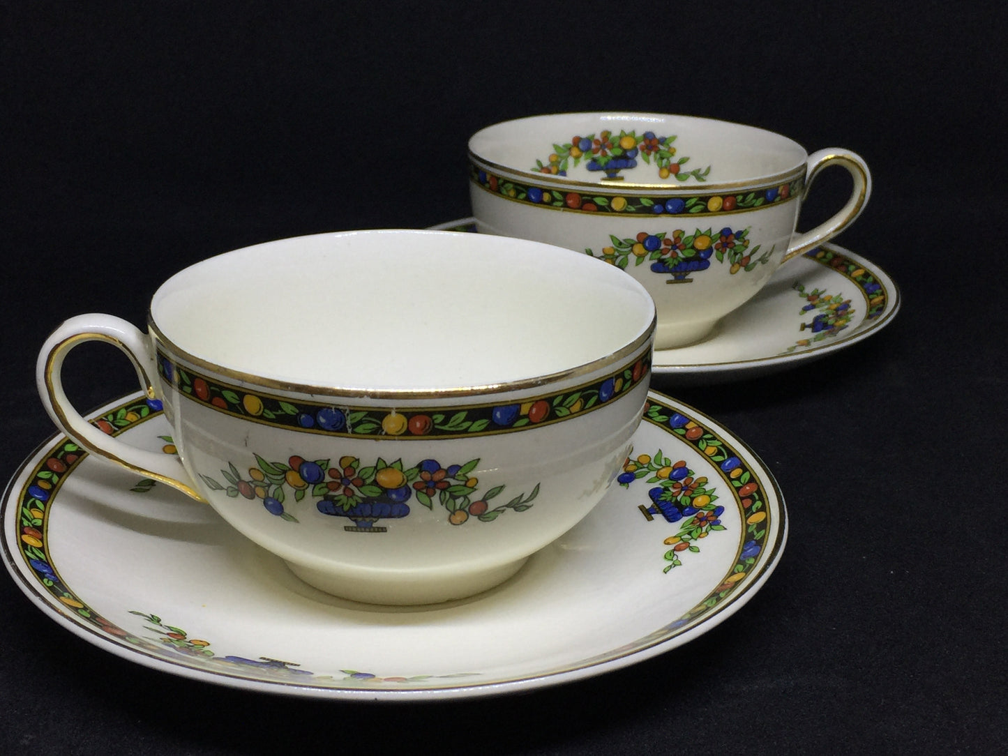 Antique 1030s Johnson Bros Pareek Cups and Saucers 2 Sets