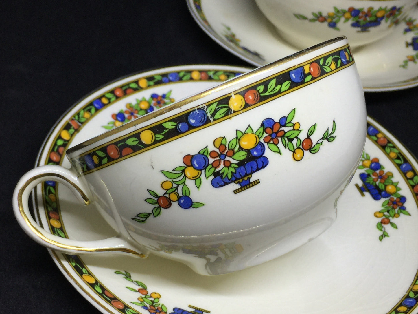 Antique 1030s Johnson Bros Pareek Cups and Saucers 2 Sets